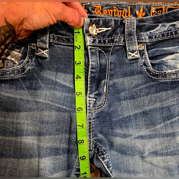 Rock Revival Distressed Blue Flare Jeans - Picture 11 of 13